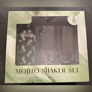 Mojito Shaker Set - 1 Cocktail Shaker with 2 Highball Glasses. NIB